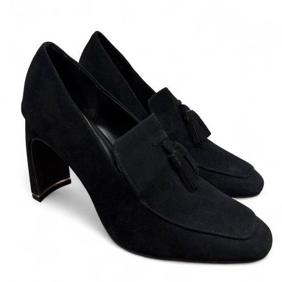 Kenneth Cole New York Shoes - New Never Worn Women's Kenneth Cole Black Nova Suede Heel Loafer Size 8.5 Tassel